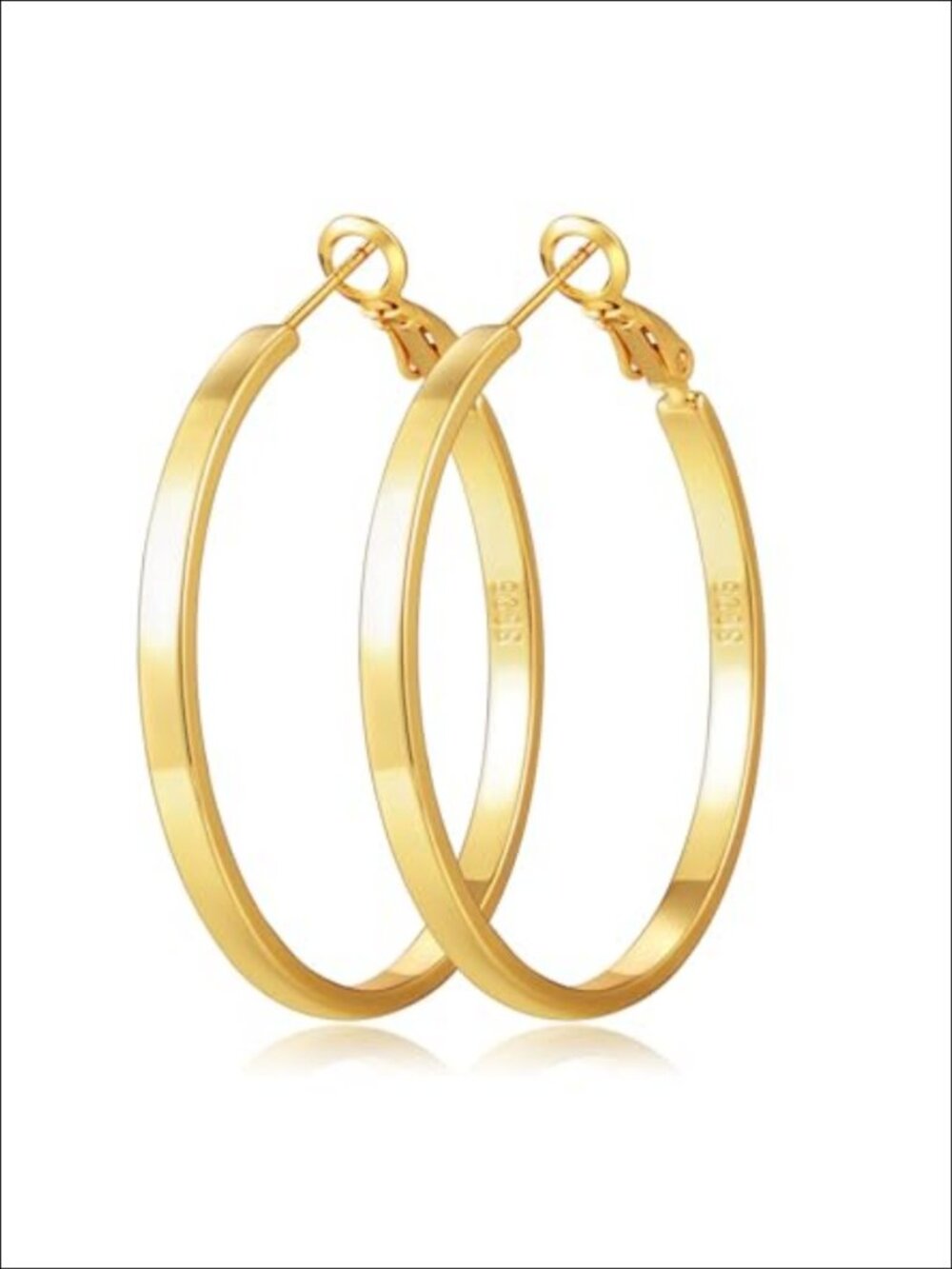 14K Gold Plated Hoop Earrings Latch Back Lightweight